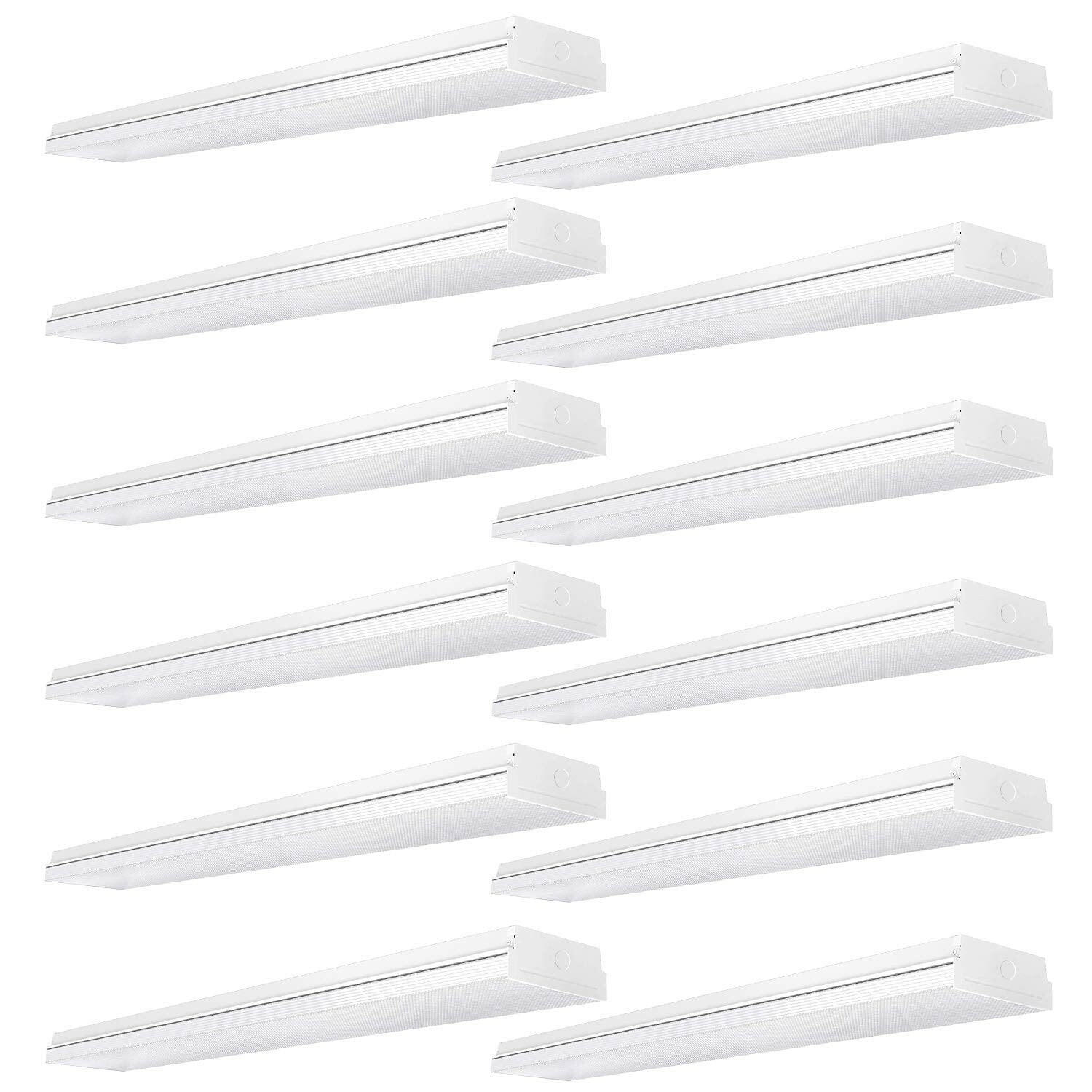 AntLux 4FT LED Wraparound, LED Garage Lights 4 Foot, 4400lm, 4000K Neutral White, Low Profile Linear Flush Mount office Ceiling Shop LED Wrap Light, 128W Fluorescent Light Fixture Replacement, 12 Pack