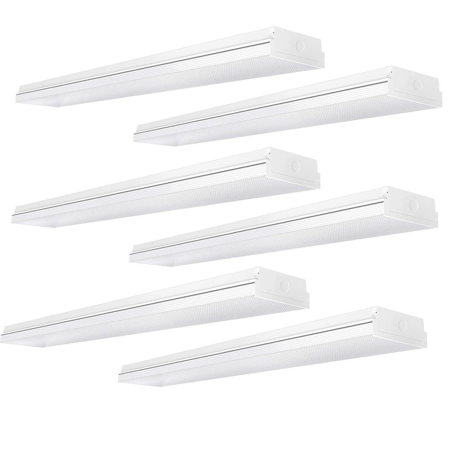 AntLux 4 Foot LED Garage Shop Lights 40W LED Wraparound Light Fixture, 40W 4400LM, 4000K Neutral White, 4ft Integrated Linear Strip Flush Mount Office Ceiling Lighting, 48 Inch LED Wrap Light, 6 Pack