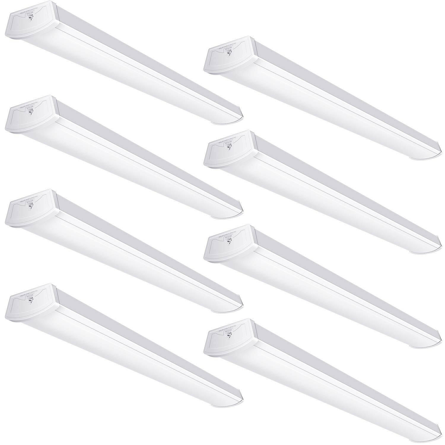 AntLux 4FT LED Wraparound Light Linkable Shop Lights for Garage, 40W 4400 Lumens, 4000K, 4 foot Integrated Wrap Around Linear Puff Office Ceiling Lighting Fixture, Fluorescent Tube Replacement, 8 Pack