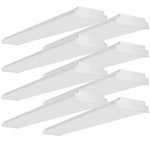 AntLux 4ft LED Garage Shop Lights LED Wraparound Light Fixture, 50W 5500LM, 4000K Neutral White, Integrated Low Profile Linear Flush Mount Ceiling Lighting, 128W Fluorescent Tube Replacement, 8 Pack