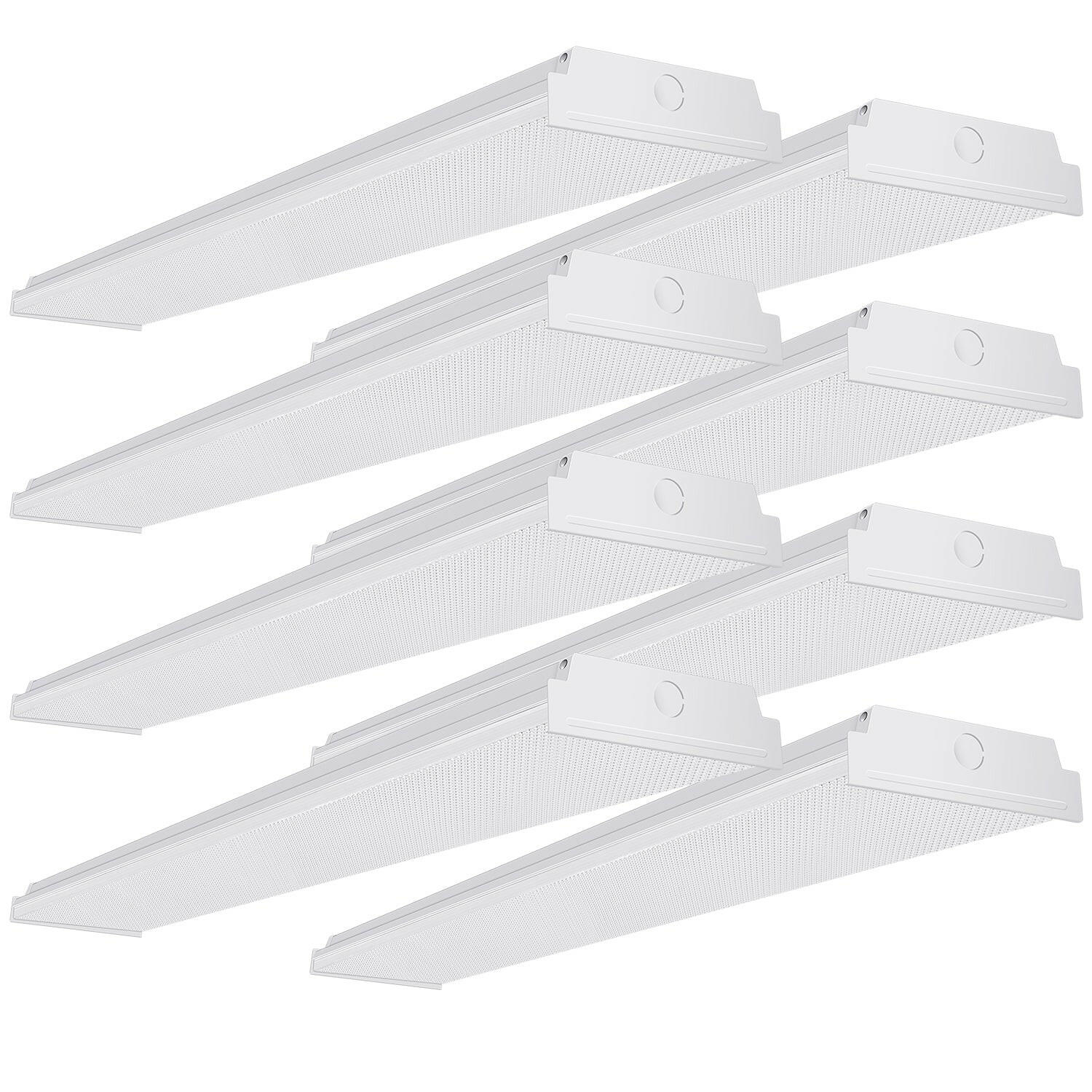 AntLux 4ft LED Garage Shop Lights LED Wraparound Light Fixture, 50W 5500LM, 4000K Neutral White, Integrated Low Profile Linear Flush Mount Ceiling Lighting, 128W Fluorescent Tube Replacement, 8 Pack