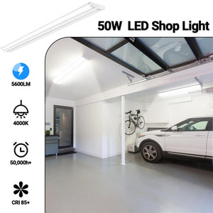 AntLux Ultra Slim 4FT LED Wraparound Light, 50W 4 Foot Shop Lights for Garage, No Glare, 5600LM, Compact Flush Mount Ceiling Fixtures for Kitchen Workshop, 6 Pack
