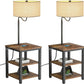 AntLux Floor Lamp with Table - With Power Outlet & USB Port, Modern Floor Lamp for Living Room, Bedroom, Rustic Brown