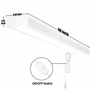 AntLux 4FT LED Office Ceiling Lights, Commercial LED Wraparound Shop Lights, 50W, 6000Lumens, 4000K, US Plug with ON/Off Switch, 4 Pack