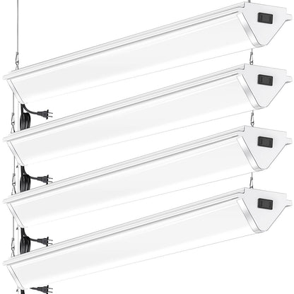 4FT Linkable LED Shop Light, 50W 6000LM, 5000K Daylight White, Hanging or Flush Mount, Triangle Lihting Fixture for Garage, Workshop