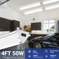 4FT Linkable LED Shop Light, 50W 6000LM, 5000K Daylight White, Hanging or Flush Mount, Triangle Lihting Fixture for Garage, Workshop