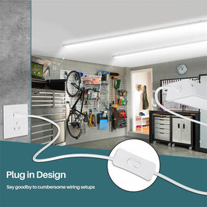 AntLux 8 FT LED Shop Lights, 100W [6-lamp T8 Fluorescent Equiv.], 12000LM, 5000K, with 5ft Cord Switch, Plug & Play, 8 Pack