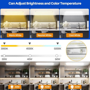4FT Ultra Slim LED Wraparound Dimmable Light Fixtures, 30W/40W/50W, 3000K/4000K/5000K Dimmable, 4 Pack