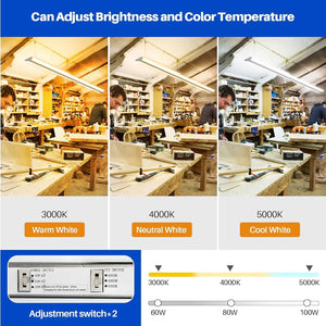 8FT LED Shop Lights, 60W/80W/100W, 7000 lm/9500 lm/11500lm, 3000K/4000K/5000K for Choice, Manually Adjustable