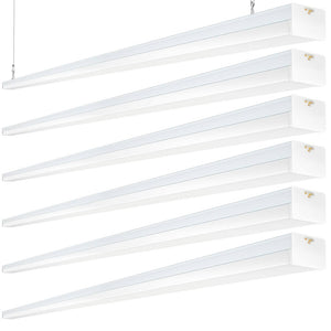 6 Pack AntLux 110W 8FT LED Shop Lights, Linkable 8 Foot Strip Light [6-lamp T8 Fluorescent Equiv.], 12000LM, 5000K, Compact 96” LED Ceiling Lights for Warehouse, Garage, Plug and Play