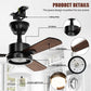 32'' LED Ceiling Fan Light, 30W, 220 - 2200 Lumen, 3000/4000/6500K Dimmable, with Remote Control, Timer Function, 1-6 Speed Adjustable