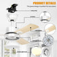 32'' LED Ceiling Fan Light, 30W, 220 - 2200 Lumen, 3000/4000/6500K Dimmable, with Remote Control, Timer Function, 1-6 Speed Adjustable