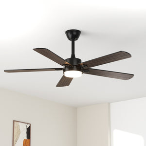 52'' 5 Blade LED Ceiling Fan Light, 30W, 220 - 2200 Lumen, 3000/4000/6500K Dimmable, with Remote Control, Timer Function, 1-6 Speed Adjustable