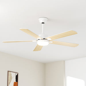 52'' 5 Blade LED Ceiling Fan Light, 30W, 220 - 2200 Lumen, 3000/4000/6500K Dimmable, with Remote Control, Timer Function, 1-6 Speed Adjustable