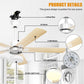 52'' 5 Blade LED Ceiling Fan Light, 30W, 220 - 2200 Lumen, 3000/4000/6500K Dimmable, with Remote Control, Timer Function, 1-6 Speed Adjustable