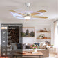 52'' 5 Blade LED Ceiling Fan Light, 30W, 220 - 2200 Lumen, 3000/4000/6500K Dimmable, with Remote Control, Timer Function, 1-6 Speed Adjustable
