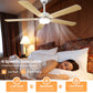 52'' 5 Blade LED Ceiling Fan Light, 30W, 220 - 2200 Lumen, 3000/4000/6500K Dimmable, with Remote Control, Timer Function, 1-6 Speed Adjustable