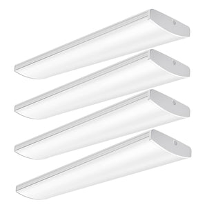 AntLux 72W Commercial LED Wraparound Light Fixture 4FT Office Ceiling Lighting, 8500 Lumens, 4000K, 4 Foot Low Bay Flush Mount Garage Shop Lights, Integrated Wrap Light, Fluorescent Tube Replacement, 4 Pack