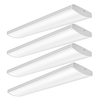 AntLux 72W Commercial LED Wraparound Light Fixture 4FT Office Ceiling Lighting, 8500 Lumens, 4000K, 4 Foot Low Bay Flush Mount Garage Shop Lights, Integrated Wrap Light, Fluorescent Tube Replacement, 4 Pack