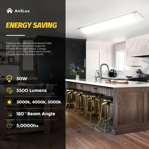 AntLux 4FT LED Wraparound Puff Lights, 50W/5500LM, 3000K/4000K/5000K 3 Color Temperature Dimmable, White, 2 Pack