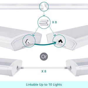AntLux Linkable 4 Foot Wraparound LED Shop Light, 40W 4400 Lumens 4000K, 8 Pack