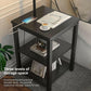 AntLux Floor Lamp with Table - With Power Outlet & USB Port, LED Floor Lamp for Living Room, Bedroom, Black