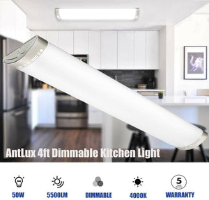 AntLux 4FT Dimmable LED Ceiling Light Fixtures(No Dimmers Required), 50W, 5500 Lumens, 4000K Neutral White, Dimmable, 6 Pack