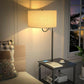AntLux Floor Lamp with Table - With Power Outlet & USB Port, LED Floor Lamp for Living Room, Bedroom, Black