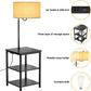 AntLux Floor Lamp with Table - With Power Outlet & USB Port, LED Floor Lamp for Living Room, Bedroom, Black