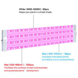 AntLux 4ft Full Spectrum LED Grow Light, 80W (600W Equivalent), with ON/Off Switch, Plug and Play, Linkable, 4 Pack