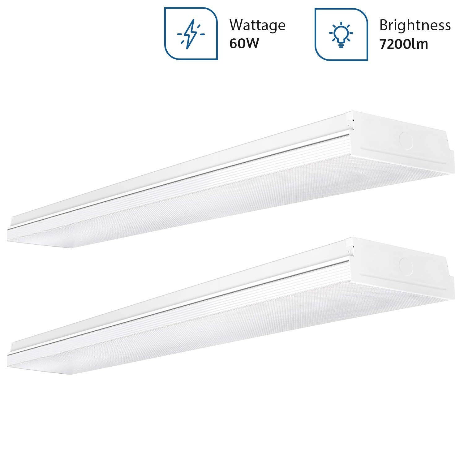 AntLux LED Wraparound Office Light 4FT, 7200 Lumens, 4000K, 60 Watt 4 Foot Flush Mount LED Shop Lights, Wrap Around Ceiling Lighting Fixtures for Garage Workshop, Fluorescent Tube Replacement, 2 Pack
