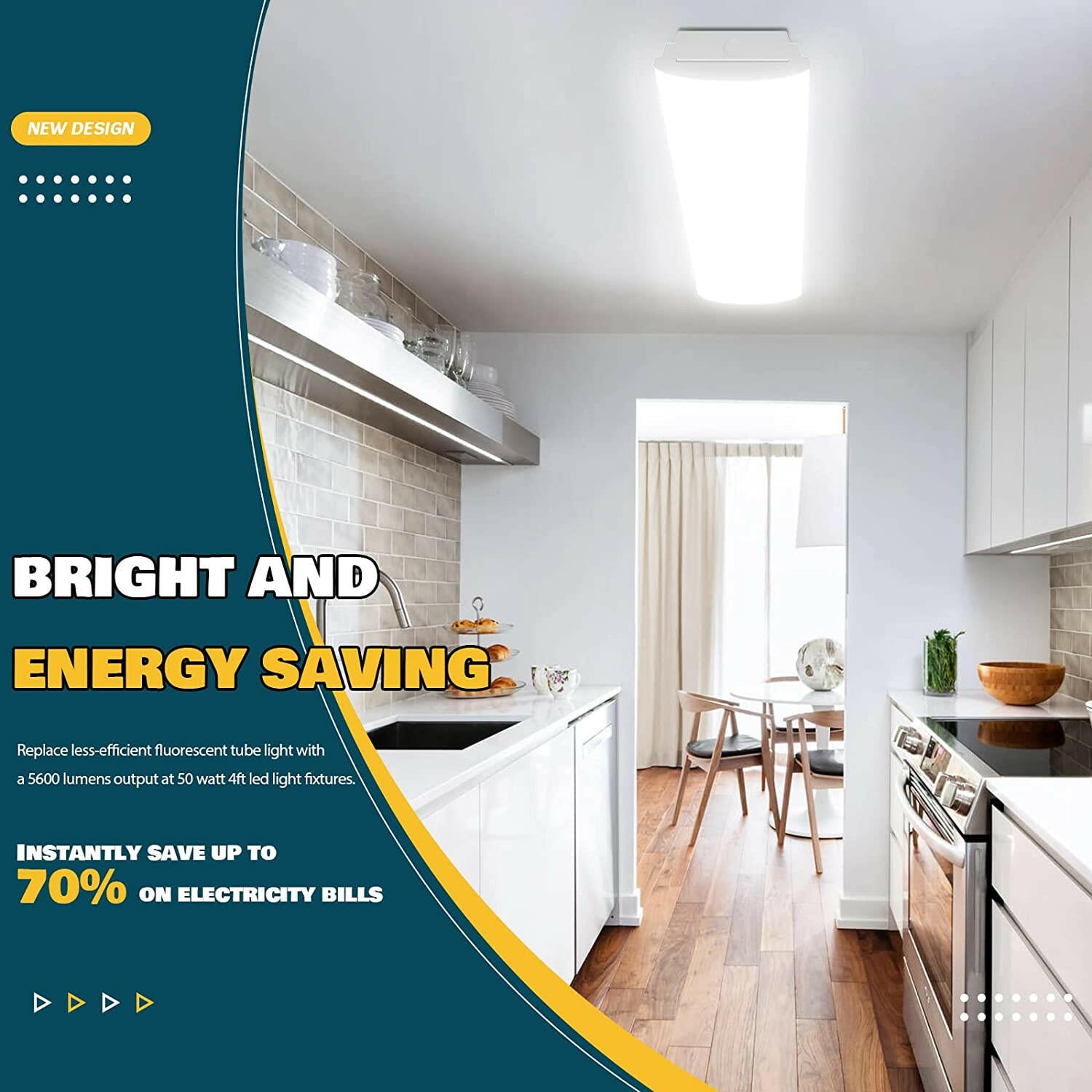 AntLux 4ft LED Garage Ceiling Light 4800LM 4000K 40W 100W Eqv. 6 inch Milky White Cover 8