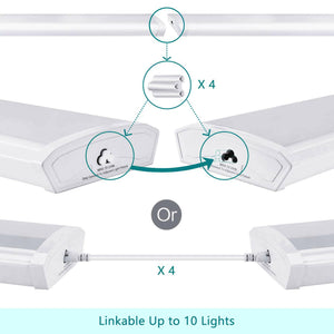 AntLux Linkable 4 Foot Wraparound LED Shop Light, 40W 4400 Lumens 4000K, 4 Pack