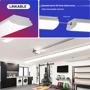 AntLux 4FT LED Wraparound Light, Flush Mount, Linkable, 50W 5600 Lumens, 4000K Neutral White Light, 4 Pack