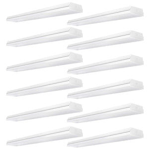 AntLux 4FT LED Wraparound, LED Garage Lights 4 Foot, 4400lm, 4000K Neutral White, Low Profile Linear Flush Mount office Ceiling Shop LED Wrap Light, 128W Fluorescent Light Fixture Replacement, 12 Pack