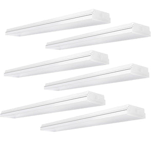 AntLux 4 Foot LED Garage Shop Lights 40W LED Wraparound Light Fixture, 40W 4400LM, 4000K Neutral White, 4ft Integrated Linear Strip Flush Mount Office Ceiling Lighting, 48 Inch LED Wrap Light, 6 Pack