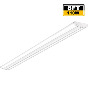AntLux 110W 8FT LED Wraparound Ultra Slim Strip Lights, 12600 Lumens, 5000K, 8 Foot LED Garage Warehouse Light, No Glare, Flush Mount Office Ceiling Lighting Fixture, Fluorescent Tube Replacement