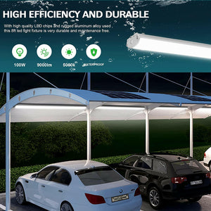AntLux 8FT LED Vapor Tight Light, 100W 9000 Lumens 5000K/6000K, IP67 Waterproof, US Plug, Plug & Play, for Car Wash, Garage, Freezer, 4 Pack