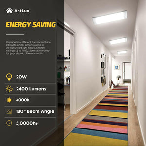 AntLux 2FT Flush Mounted LED Lights, 20W/2400LM, 4000K Neutral White, Suitable for Kitchen, Bedroom, 2 Pack