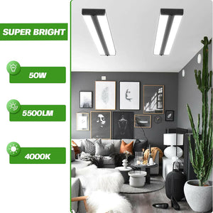 AntLux 4FT LED Flush Mount Light Fixture, 50W, 5500 Lumens, 4000K, Ultra-Thin, linkable, 6 Pack