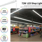 AntLux LED 8FT Shop Lights, Linear, 72W 8000LM, 5000K, with On/Off Switch, Plug and Play, 4 Pack